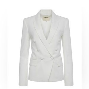 LAGENCE Kenzie Double Breasted White Blazer